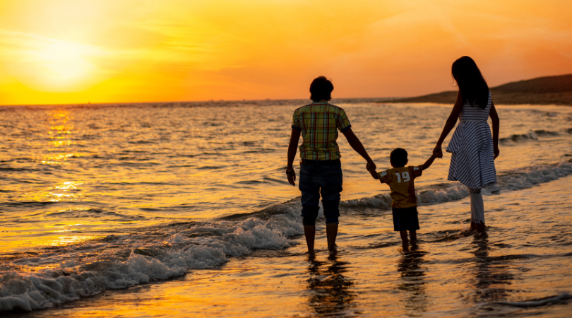 Family at sunset