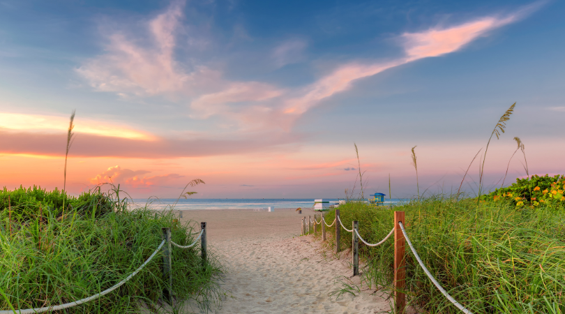 Sunset over a beach in miami florida